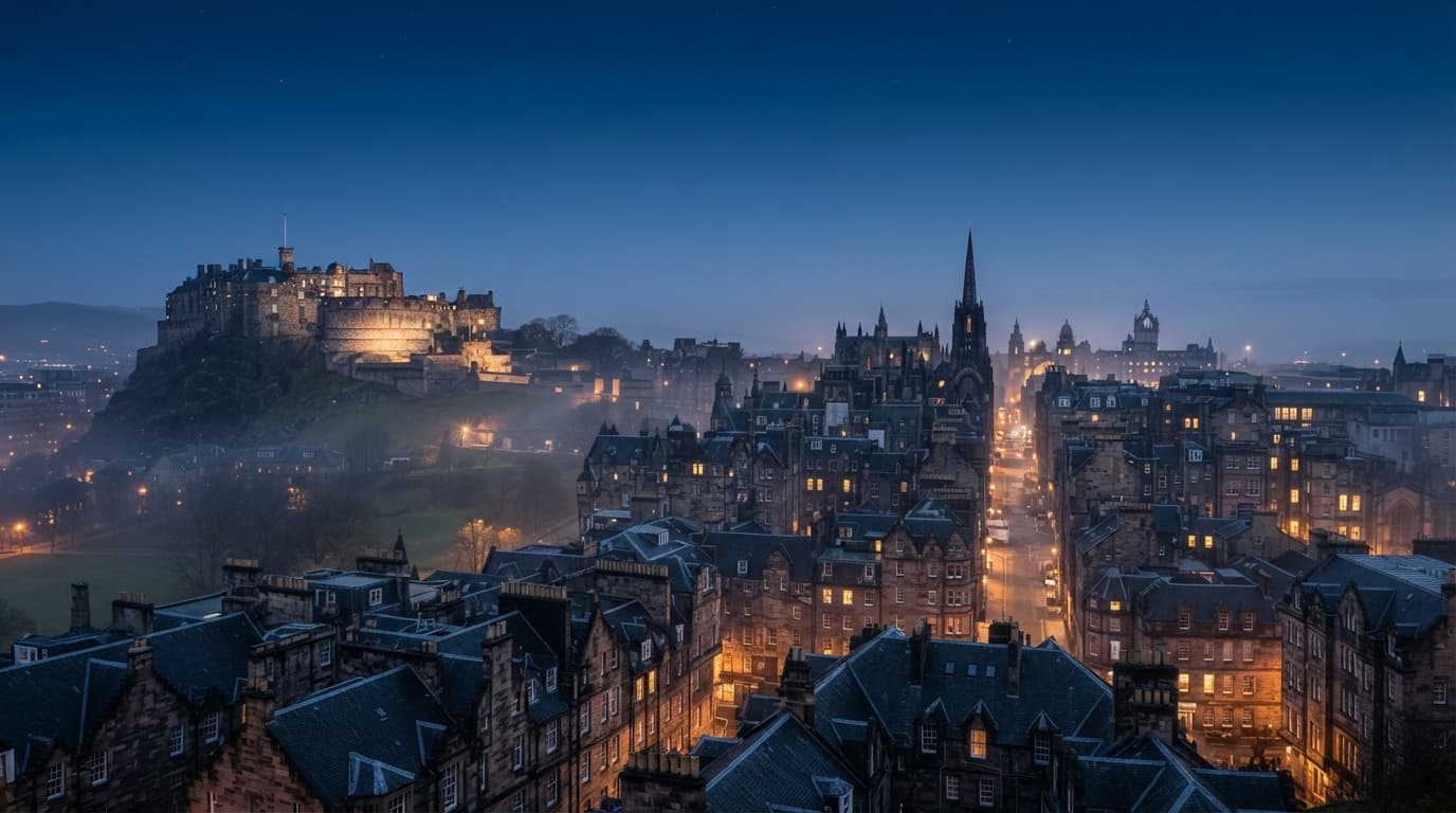 Edinburgh Old Town and castle skyline, the backdrop for local man and van removals across Edinburgh
